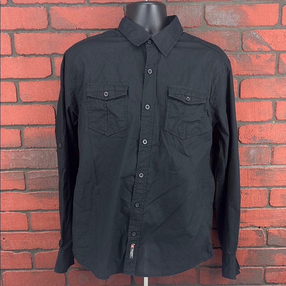 Southpole Men's‎ Large Black Button-Down Shirt – Streetwear, Y2K